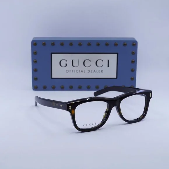 Gucci GG1526O 002 Square Eyeglasses Dark Havana 52mm - Picture 4 of 10